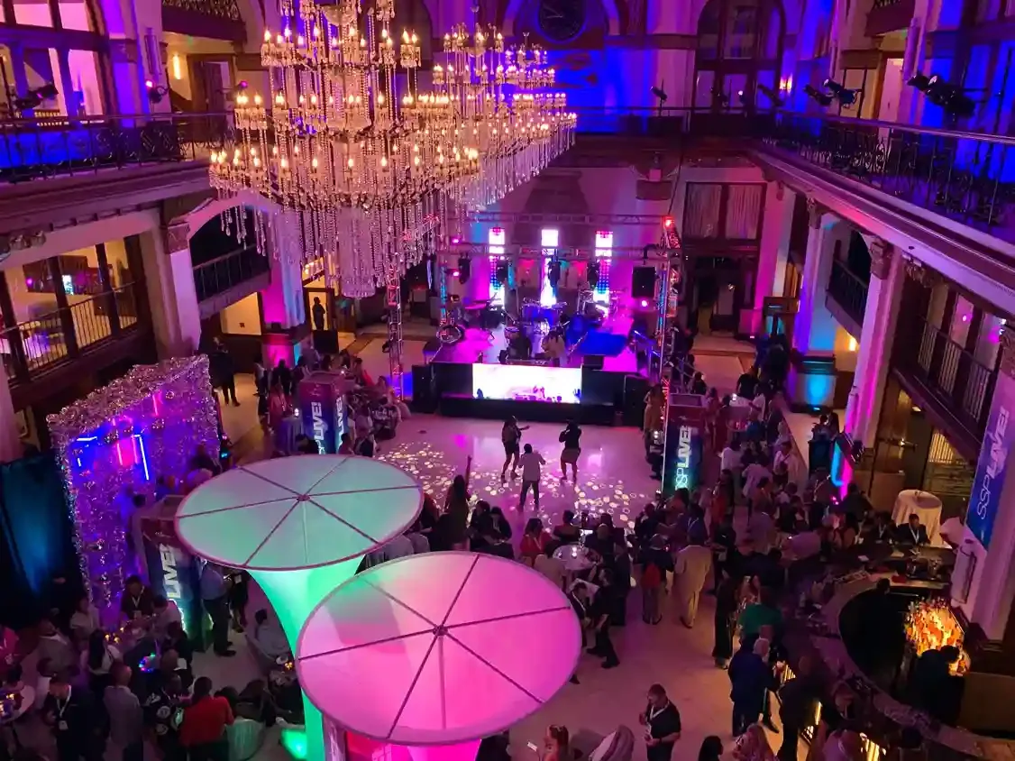 Live event production with professional stage lighting